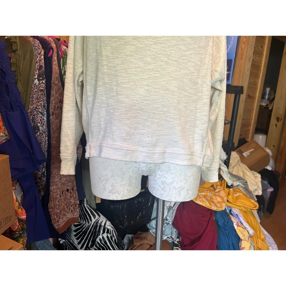 Free People We the Free Don't Forget‎ Me Cream Boatneck Button Long Sleeve Top S